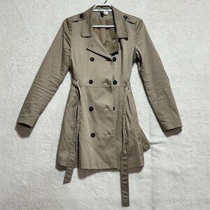 H&M Divided Belted Flared Trench Coat Beige Women's Size 4 US